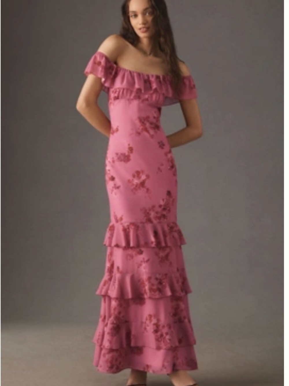 NWT BHLDN ELARA RUFFLE CHIFFON MAXI DRESS Size Medium